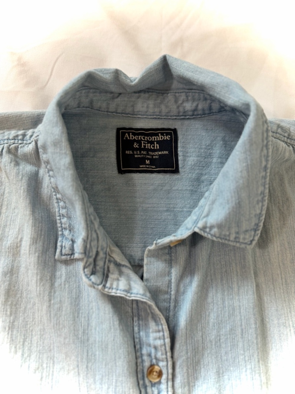 Abercrombie & Fitch Light Blue Denim Button-Down Shirt